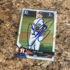 Cody Deason Signed 2018 Bowman Draft Chrome Rc Auto Houston Astros