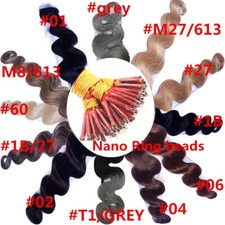 100s Pre Bonded Nanoring Stick Nano I Tip Wavy Human Remy Hair Extensions 20inch