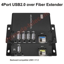 4 channel USB2.0 over Fiber optic Extender Converter Adapter LC Singlemode 20Km