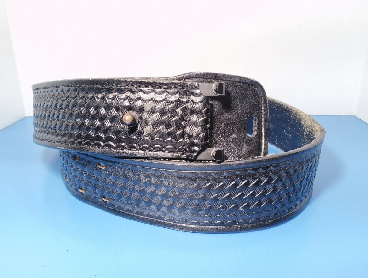 BLACK LEATHER POLICE UTILITY BELT Adjustable SIZE 38 42