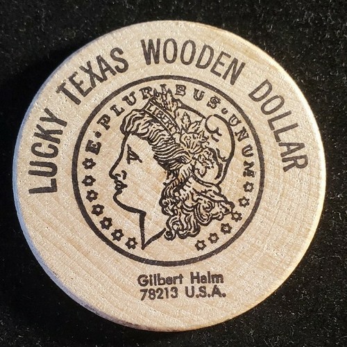 Large 2" Lucky Texas Wooden Dollar Texas Cowboy see photos lot PWN61 - Picture 2 of 2