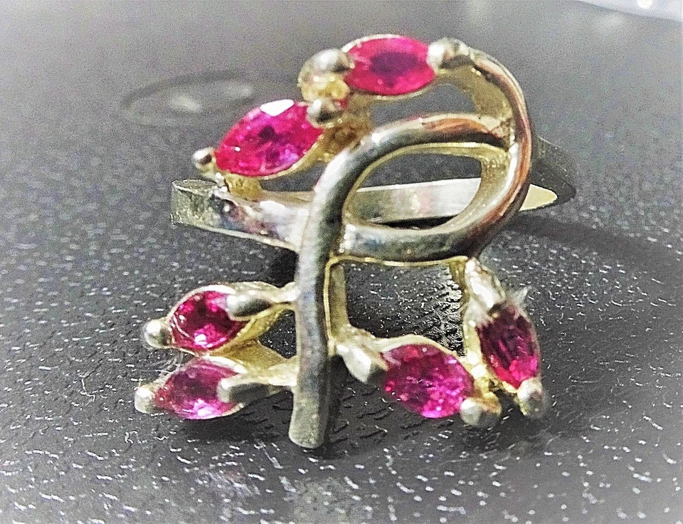 Anello in argento con 6 rubini naturali - Immagine 4 di 4