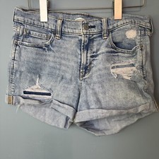 Old  Navy Distressed Boyfriend Cuffed Jean Shorts Light Wash Blue Size 6