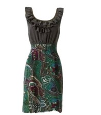 Maeve Anthropologie SEASIDE FIELDS Paisley Sleeveless Ruffle Shift Dress Sz 6