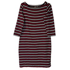 Gap Red Blue Striped Shirt Dress Boatneck 3/4 Sleeves Knee Length Nautical L