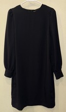 Jaeger Little Black Dress, Pearl Button On Sleeve, Pockets, Back Zip, EUC