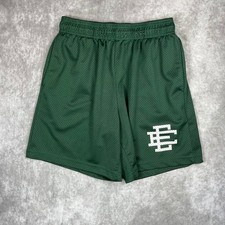 Eric Emanuel Basic Mesh Shorts Forest Green White EE Logo Mens Large Made in NY