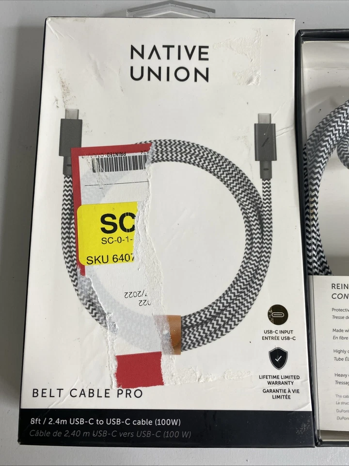 Native Union Fast Charging USB-C To USB-C Cable For Apple Samsung Google - Zebra - Image 3 of 4