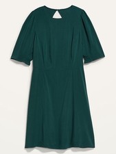 Old Navy Plus Size 3XL Fit & Flare Puff-Sleeve Smocked Cutout Mini Dress NWT New