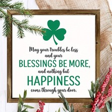 Lucky Irish Decoration Wooden Plaque Clover Blessing Art For St Patricks Day
