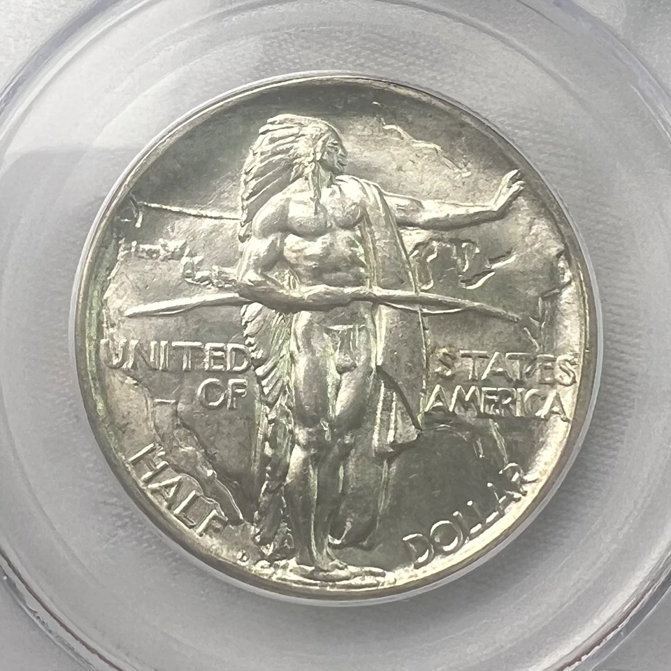 1934-D Oregon Trail Memorial Silver Commemorative 50c Half Dollar PCGS MS65 - Image 2 of 4