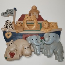 Vintage Noah's Ark Animals Nursery Plaque Wall Decor Home Interiors Gifts 7623