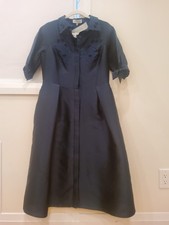 Designer Rickie Freeman Teri Jon Dress Size 10 Navy Midi Length Brand New