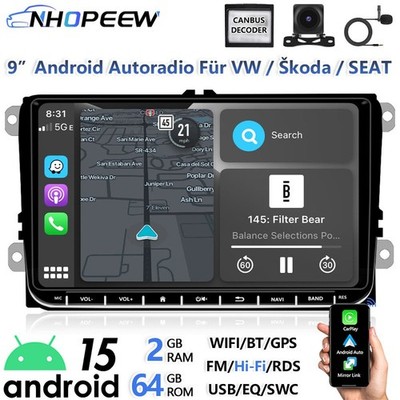 9'' Android Autoradio Carplay GPS Für VW Golf 5 6 Polo 6R Touran Tiguan GPS Navi