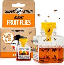 Super Ninja Fruit Fly Trap - 2 pack, Highly Effective Fruit Fly Killer for Home