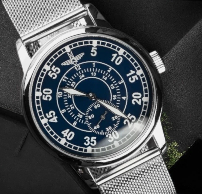 复古 Pobeda 手表 机械航空手腕 俄罗斯 苏联 Zim 罕见 男式 飞行员 — 第 4/4 张图片