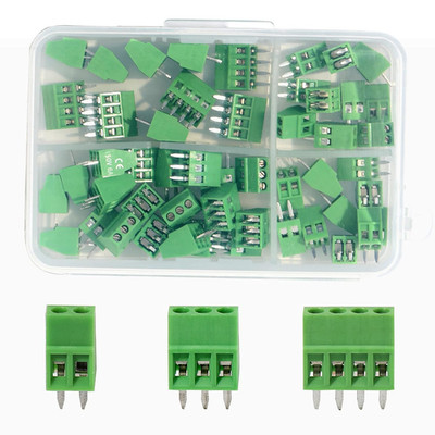 50PCS 2.54Mm 0.1'' Pitch PCB Mount Screw Terminal Block Connector, 2P 3P 4P Termi