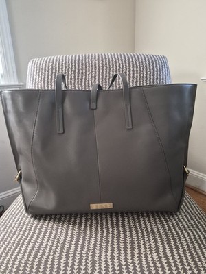ZAC POSEN  Large Leather Shopper Tote Shoulder Bag-Smog Gray-VERY GOOD