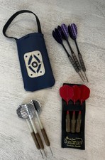 Lot Of Three Sets Darts Vintage Carrying Case Halex Brass Dartman