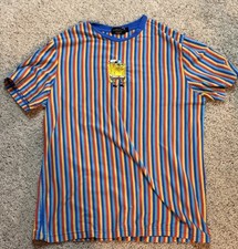 Nickelodeon Men’s Sponge Bob Square Pants Striped Logo T Shirt Wears Medium