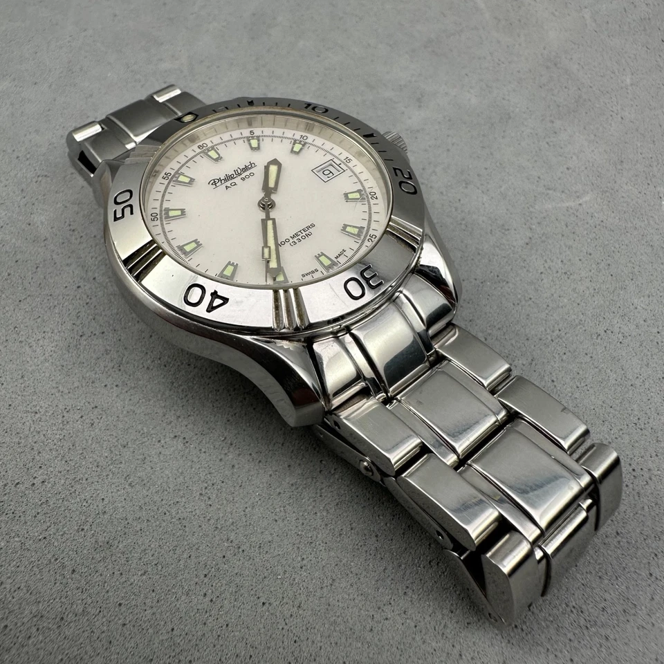 Philip Watch AQ 900 quarzo 40mm 10ATM 1998 full set Swiss Made - Immagine 4 di 4
