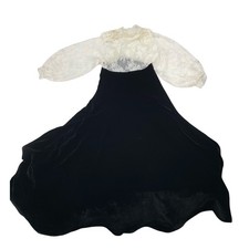 DOEN Women Maxi Dress Victorian Lace Velvet Black Cream Small