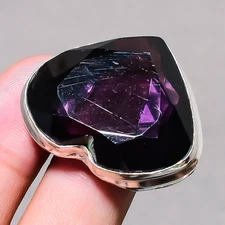 Faceted African Amethyst Heart Shape Gemstone Handmade Adjustable Jewelry Ring