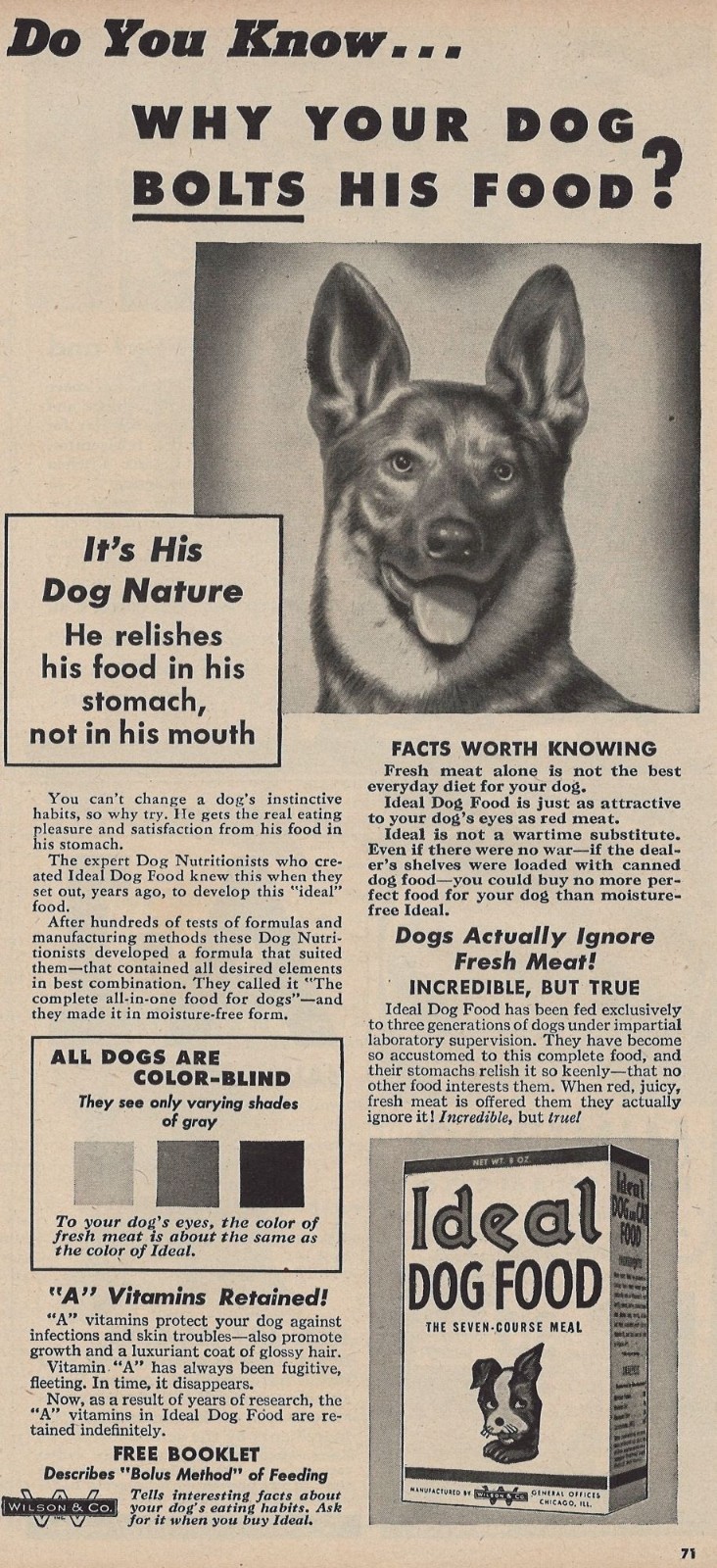 Seven Course Meal Vintage Print Ad 1943 Chicago Il U