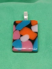 Hand Crafted  Fused Glass Pendant W/Chain  #1380
