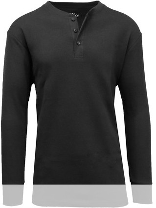 МУЖСКАЯ ТЕРМОРУБАШКА HENLEY ИЗ ВАФЕЛЬНОГО ТРИКОТАЖА BLUE ICE GBH - РАЗМЕР: МУЖСКОЙ L - ЧЕРНЫЙ