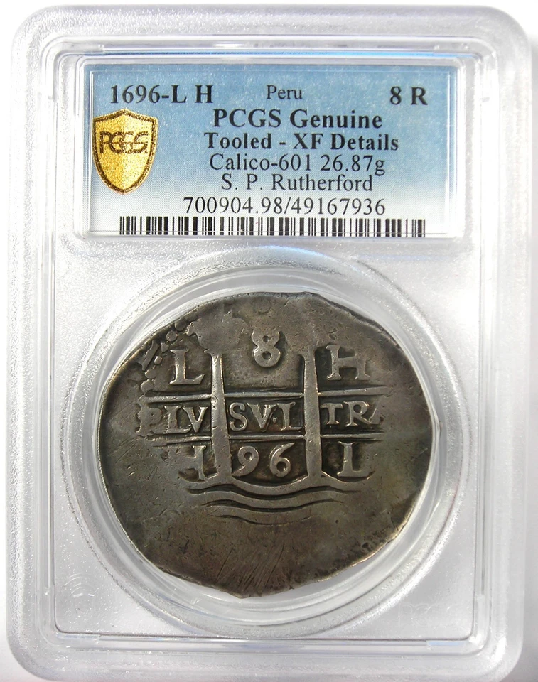 1696 Peru Cob 8 Reales Silver Coin 8R - Certified PCGS XF Details (EF) - Image 2 of 4