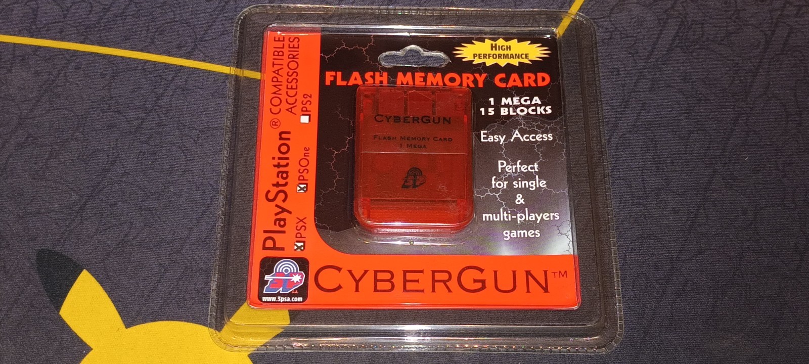 Carte Mémoire Playstation Sous Blister Rouge - CyberGun Flash Memory Card - PS1