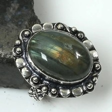 Labradorite Gemstone Handmade Ring Jewelry For Unisex US Size-6.75 AR 15881