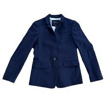 J.Crew Women's Sz 4 Regent Blazer in Navy Blue Wool Blend Single Button Jacket