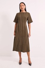 Wallis Olive Fit & Flare Dress Womens Workwear Dresses