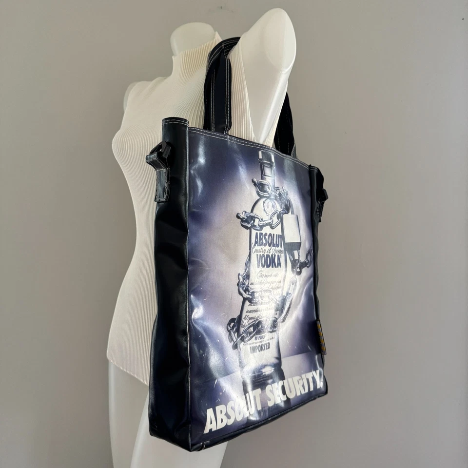 VTG 90s Mammoth 818 ABSOLUT SECURITY Ad Print Tote Bag Absolute Vodka Advert Y2K - Image 3 of 4