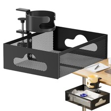 Under Desk Organizer 360 Degree Rotating Clamp-On Tray Rotating Desktop