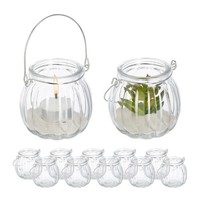 Windlicht Glas Teelichthalter Set Deko Glasvase Vintage KerzengläSer Transparent
