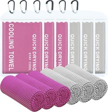 6 Pack football Cooling Towel, 40"x12" Gym 40"x12", 3 Grey  3 Purple