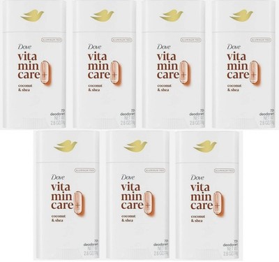 Dove VitaminCare+ Coconut & Shea 72H Women Deodorant 2.6 oz Each 7 Pack NEW