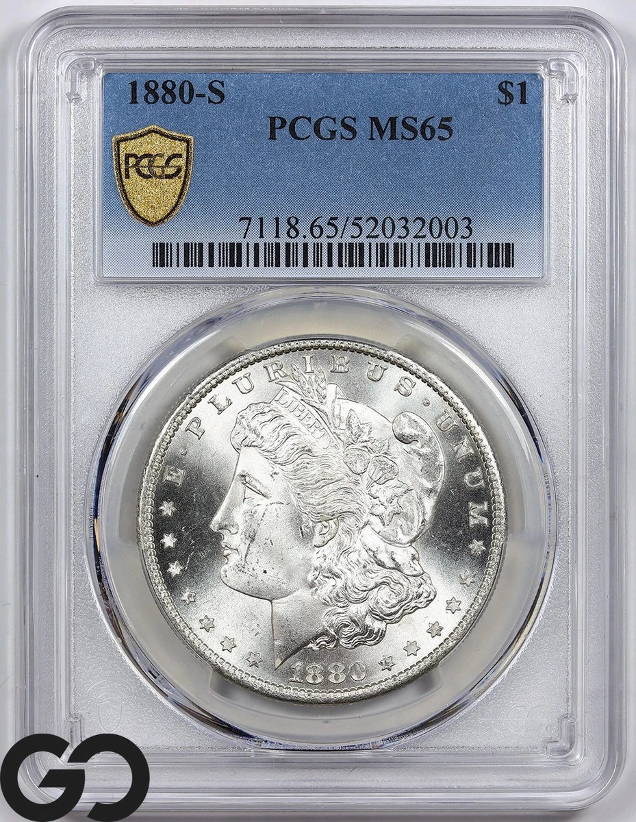Silver MS 65 Graded 1880 Year Morgan US Dollars (1878-1921) for