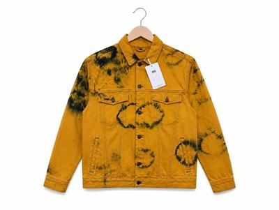 Alexander McQueen Denimjacke XL Tie-Dye Gelb/Schwarz | Made in Italy | Designer