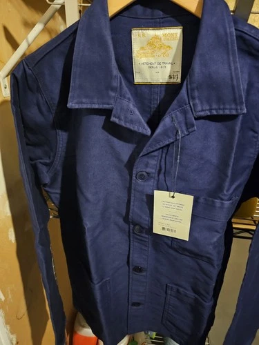 Le Mont Saint Michel Men’s Blue Cotton Twill Work Jacket Button Front Pockets 44 - product listing photo