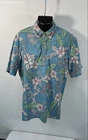 Reyn Spooner Men's Blue Hibiscus Floral Popover Hawaiian Shirt Classic Fit Sz L