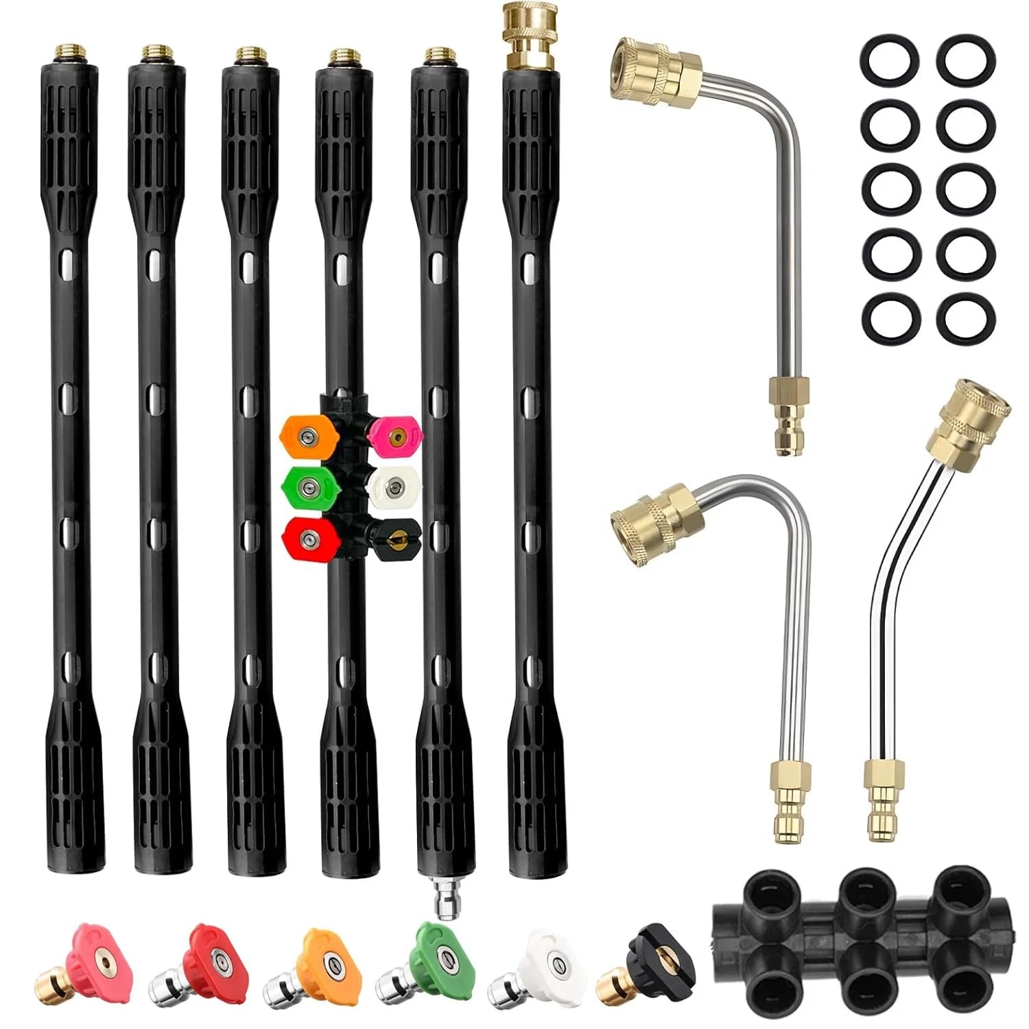 s-l1600 Pressure Washer Extension Wand 30° 90° 120° with Spray Nozzle Tips 4000 PSI