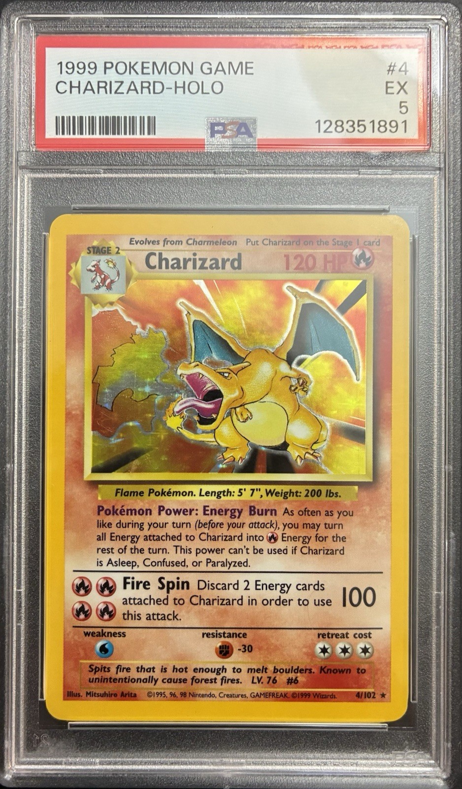 Pokémon 1999 Base Set Charizard Holo 4/102 PSA 5 English WOTC