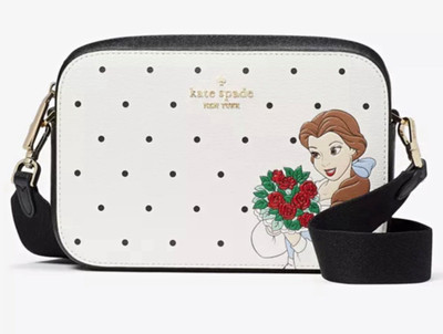 kate spade new york Disney Belle Polka Dot Small Crossbody Bag White/Black Zip