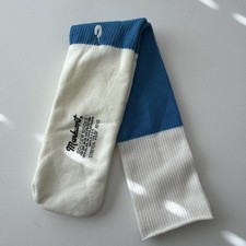 VTG Socks 10-13 80's Soccer Markwort USA Made White Blue Orlon Acrylic 23"