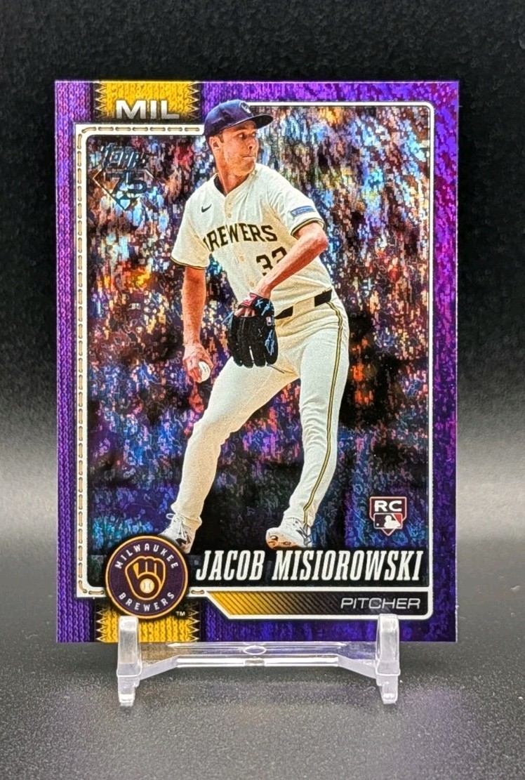 2026 Topps Series 1 #10 Jacob Misiorowski Rookie /250 Purple Holo Foil Brewers