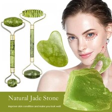 Natural Jade Roller  Gua Sha Set   Facial Massager for Anti-Aging, Puffiness 